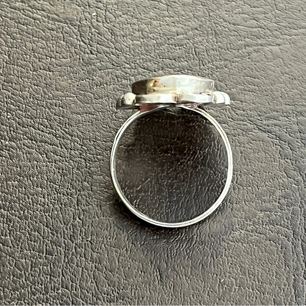 Vintage Taxco Mexico sterling silver and abalone ring